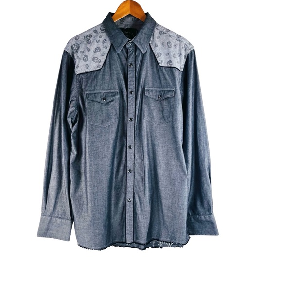 rock roll n soul Other - Rock Roll n Soul Men Western-Inspired Skull Long Sleeve Button-Up Shirt Size XL